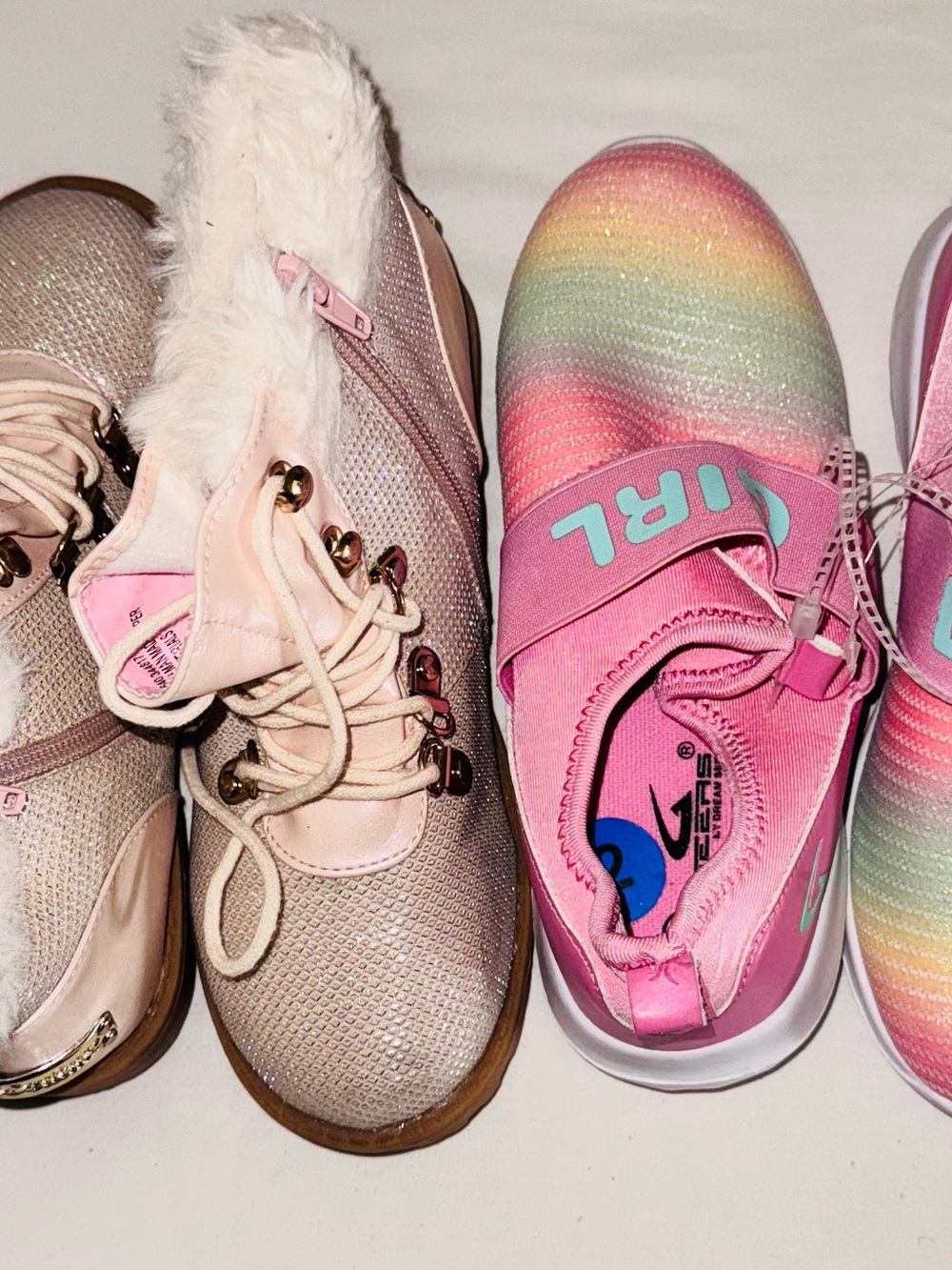Pink Rainbow Slip-On Sneakers and Juicy Couture Pink Fur-Lined Boots Set